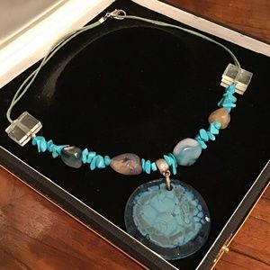 Brazilian Hand Crafted Turquoise & Glass Necklace